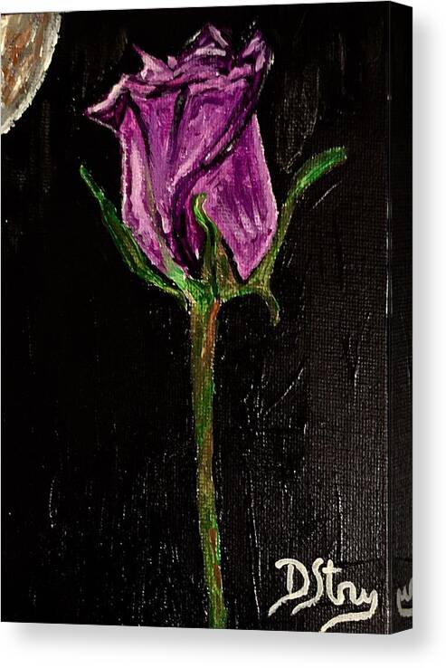 Portrait Canvas Print featuring the mixed media Purple Under The Moon's Glow by Deborah Stanley