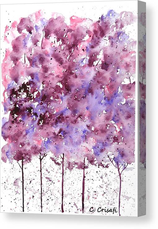 Tree Canvas Print featuring the painting Purple Watercolor Trees by Carol Crisafi