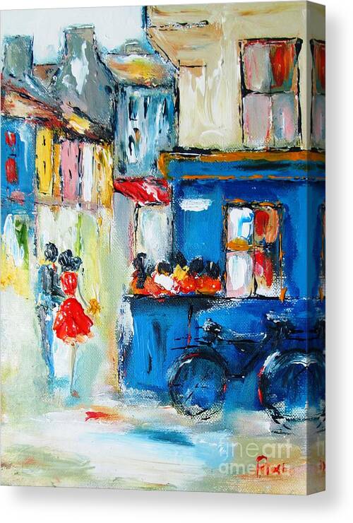 Galway Canvas Print featuring the painting Quay Street Galway Ireland As A Signed And Numbered Print On Canvas by Mary Cahalan Lee - aka PIXI