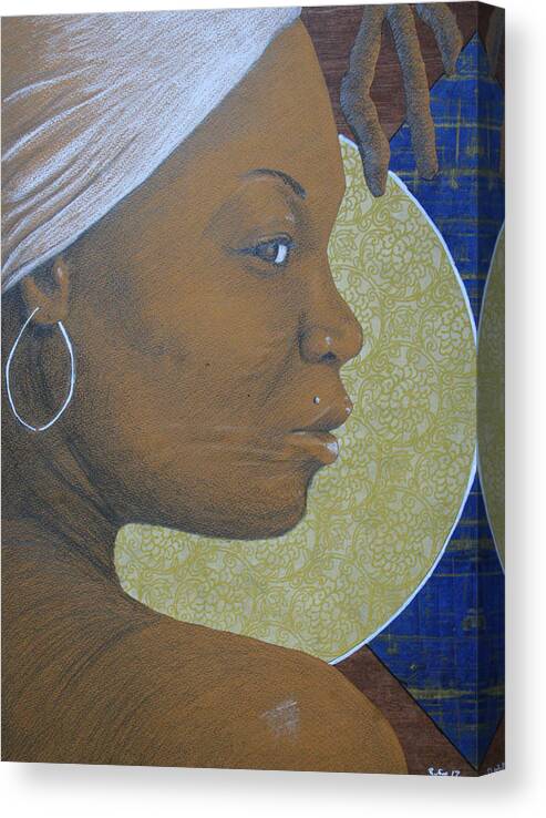 Black Canvas Print featuring the drawing Queen Q by Edmund Royster