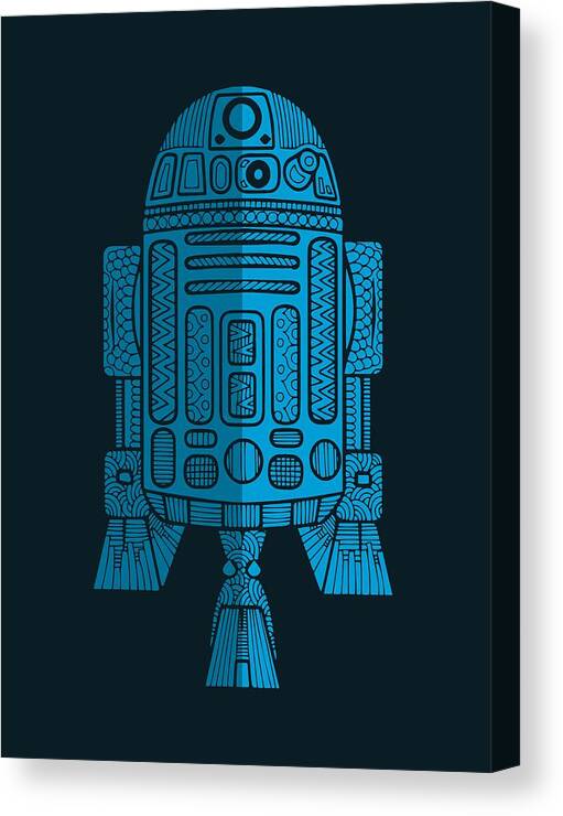 R2d2 Canvas Print featuring the mixed media R2D2 - Star Wars Art - Blue 2 by Studio Grafiikka