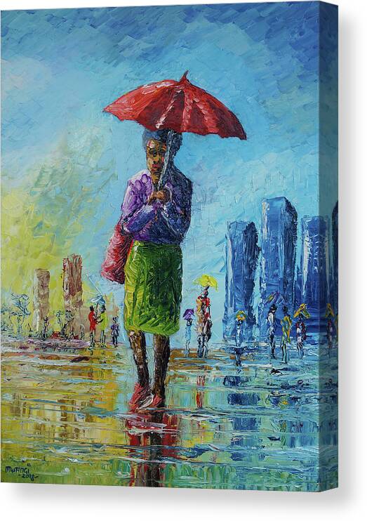 Rain Canvas Print featuring the painting Rainy Day by Anthony Mwangi