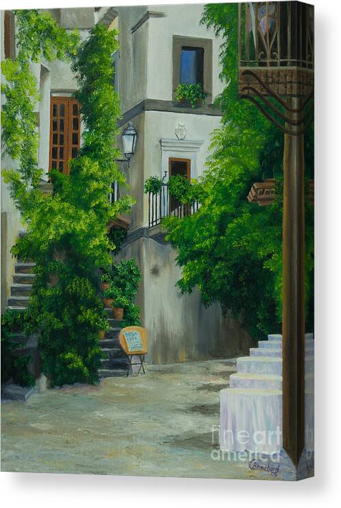 Italy Street Painting Canvas Print featuring the painting Ready for Business by Charlotte Blanchard
