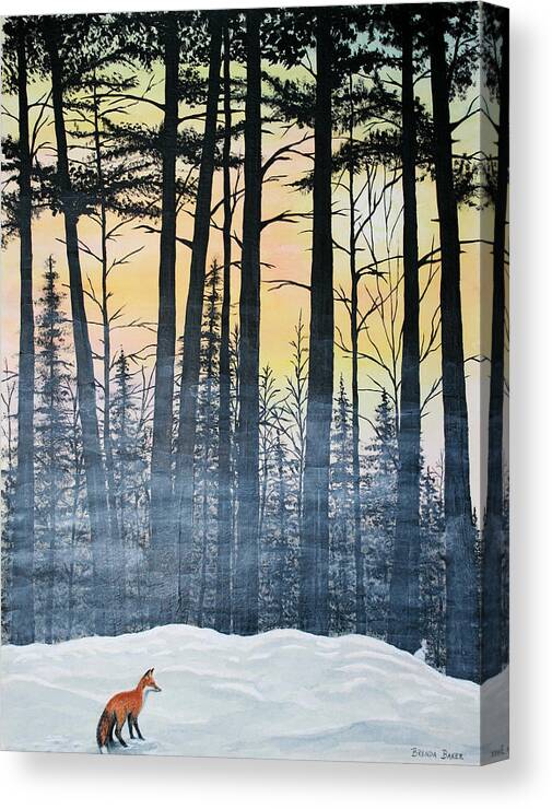Woods Canvas Print featuring the painting Red Fox Morning Hunt by Brenda Baker