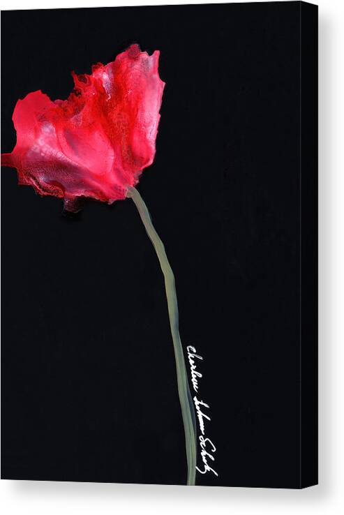 Red Poppy Canvas Print featuring the painting Red Poppy by Charlene Fuhrman-Schulz