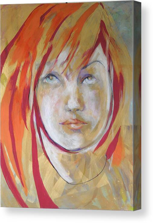 Faces Canvas Print featuring the painting Red Portrait by Michael Clifford Shpack
