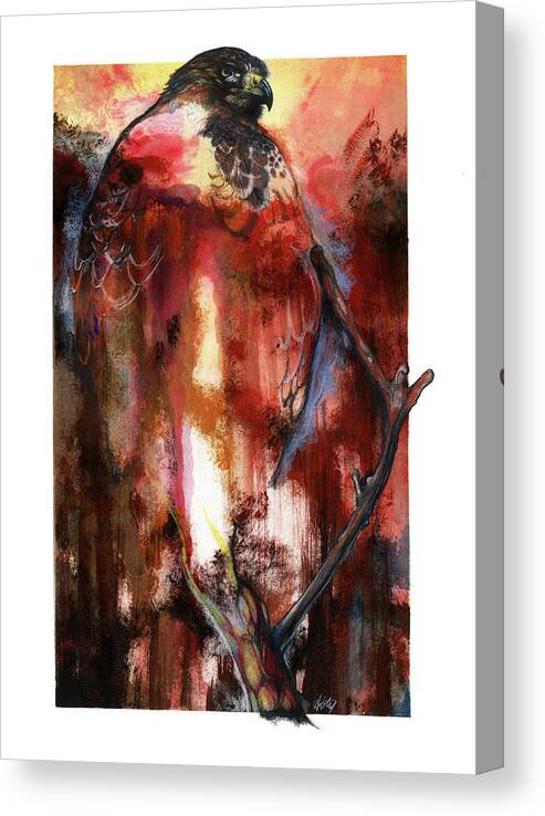 Red Canvas Print featuring the mixed media Red Tail by Anthony Burks Sr