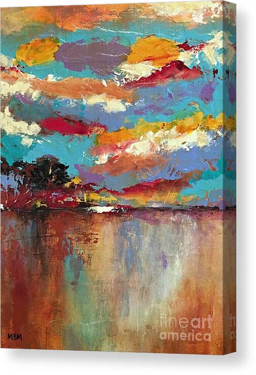 Landscape Canvas Print featuring the painting Reflections by Mary Mirabal