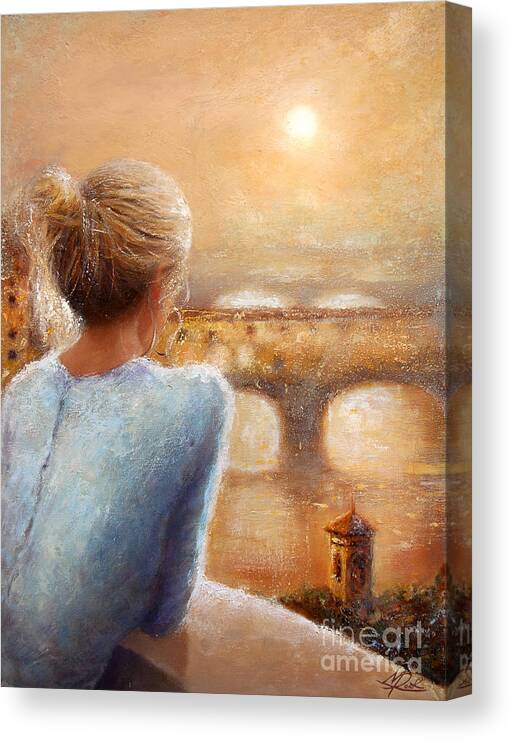 Reflections Of Florence Canvas Print featuring the painting Reflections of Florence by Michael Rock