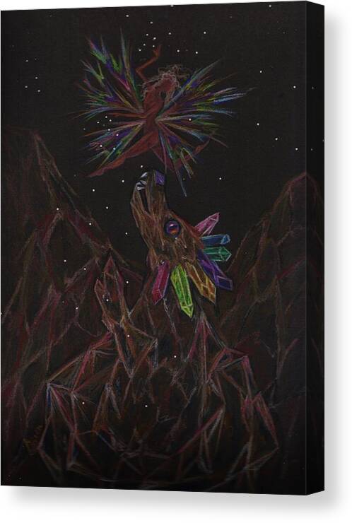 Fairies Canvas Print featuring the drawing Rock Collecting by Dawn Fairies