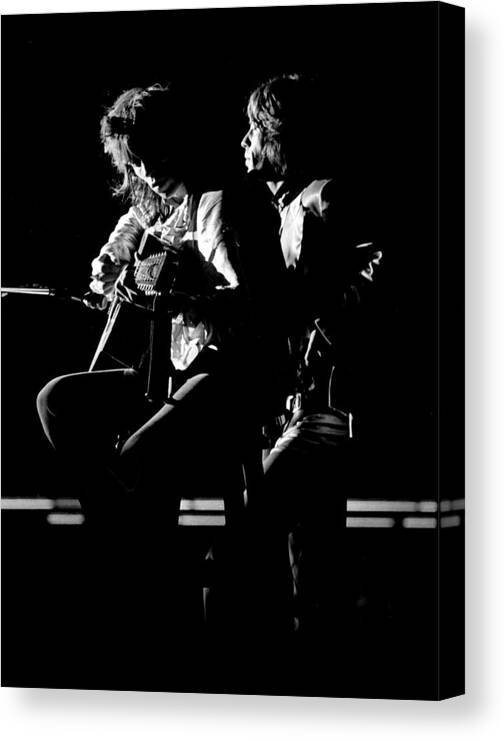 Rolling Stones Canvas Print featuring the photograph Rolling Stones 1970 Mick and Keith Live by Chris Walter