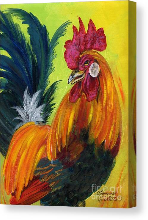 Rooster Canvas Print featuring the painting Rooster Kary by Summer Celeste