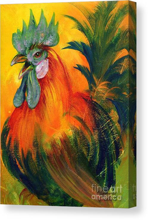 Rooster Canvas Print featuring the painting Rooster of Another Color by Summer Celeste