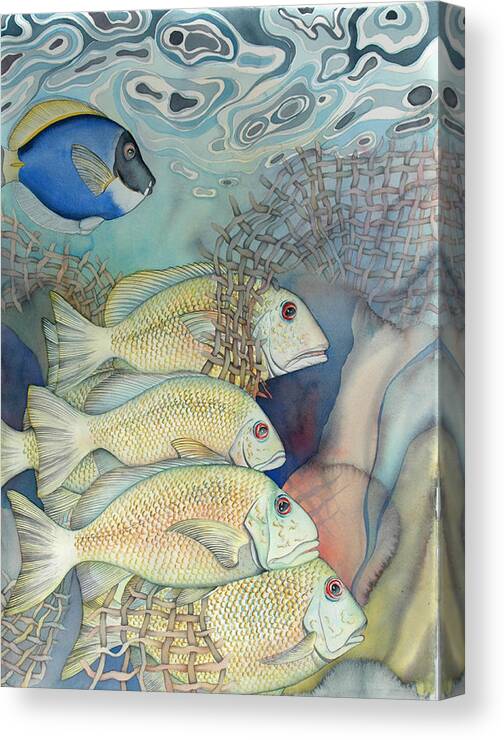 Sealife Canvas Print featuring the painting Rose Island II by Liduine Bekman
