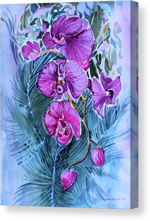 Orchids Canvas Print featuring the painting Rose Orchids by Mindy Newman