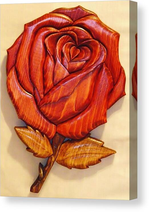 Intarsia Canvas Print featuring the sculpture Rose by Russell Ellingsworth