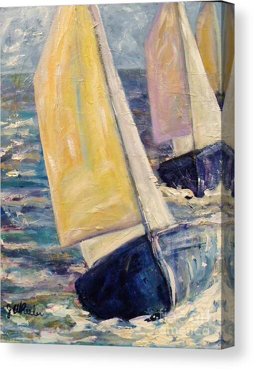 Sailboat Canvas Print featuring the painting Rough Seas by JoAnn Wheeler
