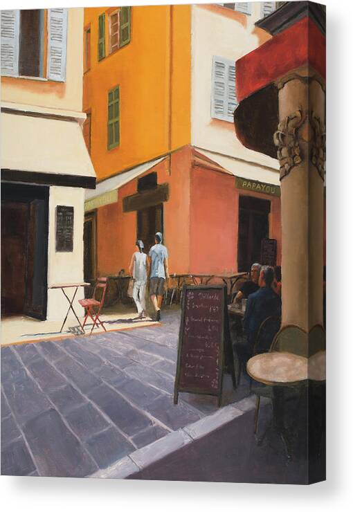 Nice Canvas Print featuring the painting Rue en Nice by Tate Hamilton
