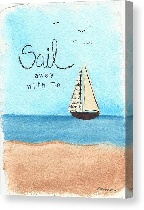Mixed Media Canvas Print featuring the painting Sail away with me by Monica Martin