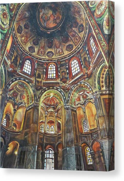 San Vitale Canvas Print featuring the painting San Vitale, Ravenna by Henrieta Maneva