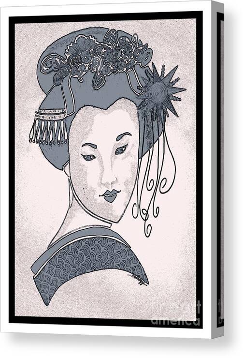 Geisha Canvas Print featuring the digital art Sayaka -- Cartoon Version by Jayne Somogy