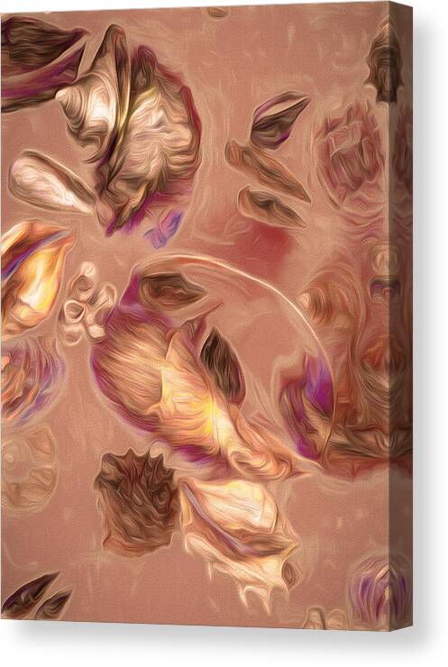 Shells Canvas Print featuring the mixed media Seashell Medley in Pale Orange by Lynda Lehmann