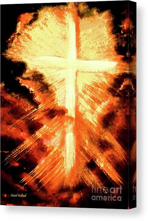 The Cross Canvas Print featuring the painting Light Shattering Darkness by Hazel Holland