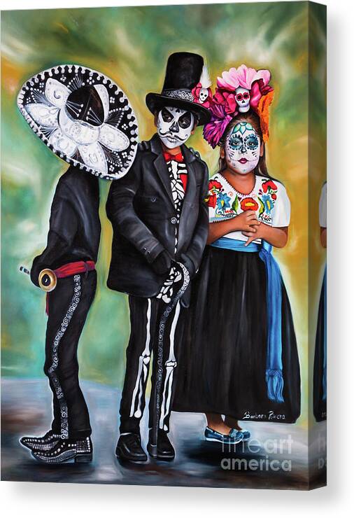 Folkloric Canvas Print featuring the painting Show time by Barbara Rivera