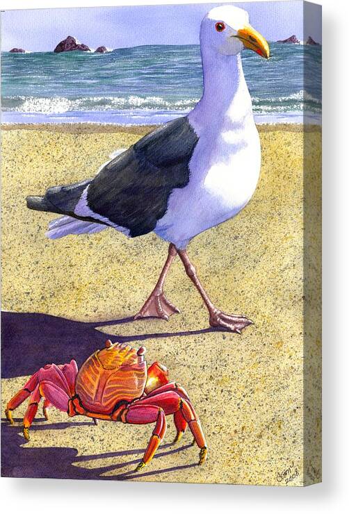 Crab Canvas Print featuring the painting Side Stepping by Catherine G McElroy