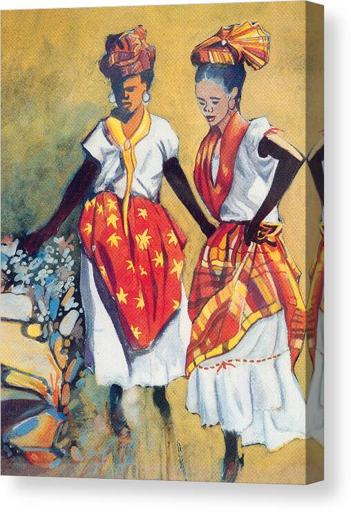 Traditional Wear Canvas Print featuring the painting Sisters by Glenford John