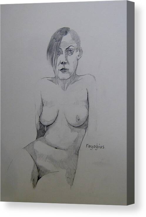 Female Canvas Print featuring the drawing Sketch reclining Cassie by Ray Agius