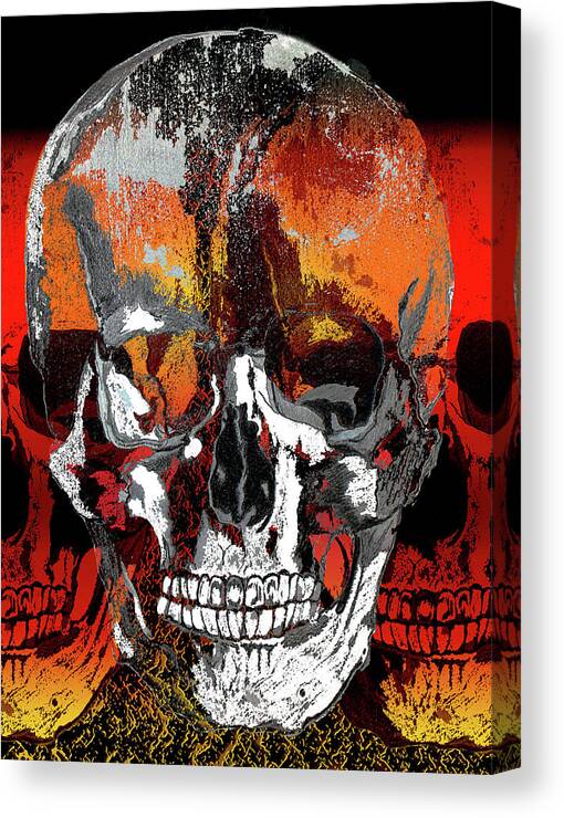Skulls Canvas Print featuring the digital art Skull Times Three by Lisa Stanley