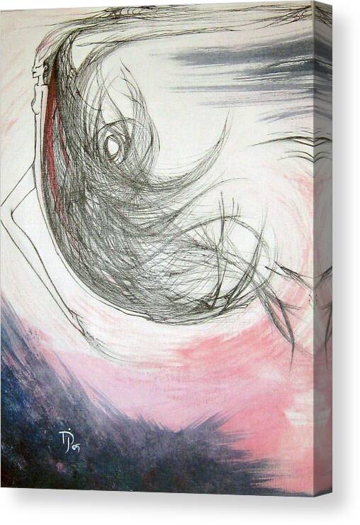 Sky Canvas Print featuring the drawing Sky Bringer by Jennifer JenniFire DAndrea