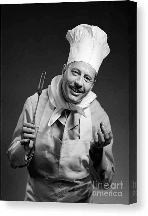 1950s Canvas Print featuring the photograph Smiling Chef, C.1950s by Debrocke/ClassicStock