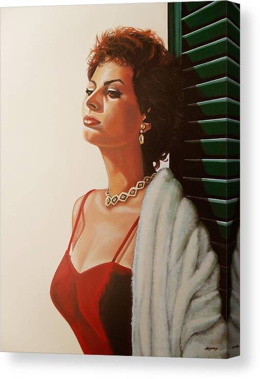 Sophia Loren Canvas Print featuring the painting Sophia Loren by Paul Meijering