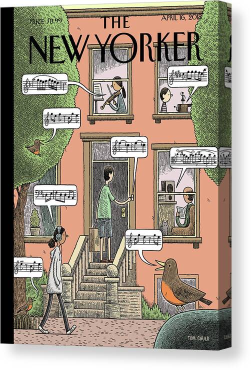Soundtrack To Spring Canvas Print featuring the painting Soundtrack to Spring by Tom Gauld