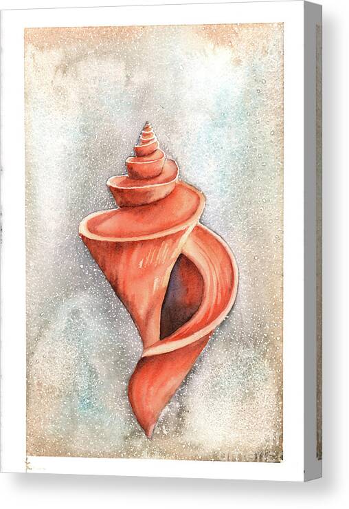 Seashell Canvas Print featuring the painting Spiral Shell by Hilda Wagner