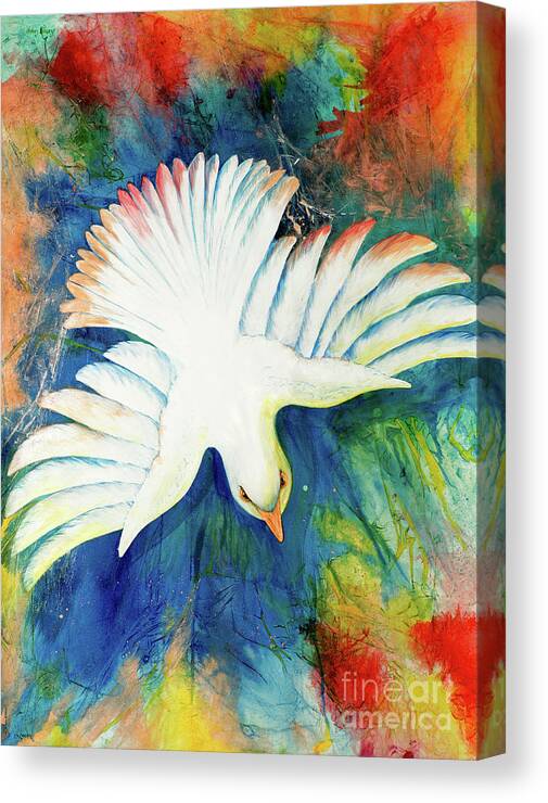 Dove Canvas Print featuring the painting Spirit Fire by Nancy Cupp