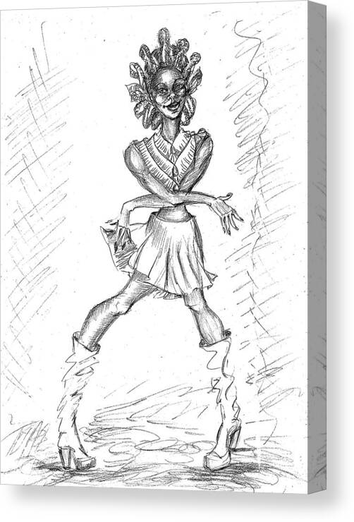 Sketch Canvas Print featuring the drawing Spunky Funky by Yelena Rubin