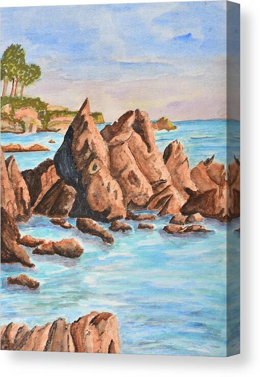 Linda Brody Canvas Print featuring the painting Squid Rock by Linda Brody