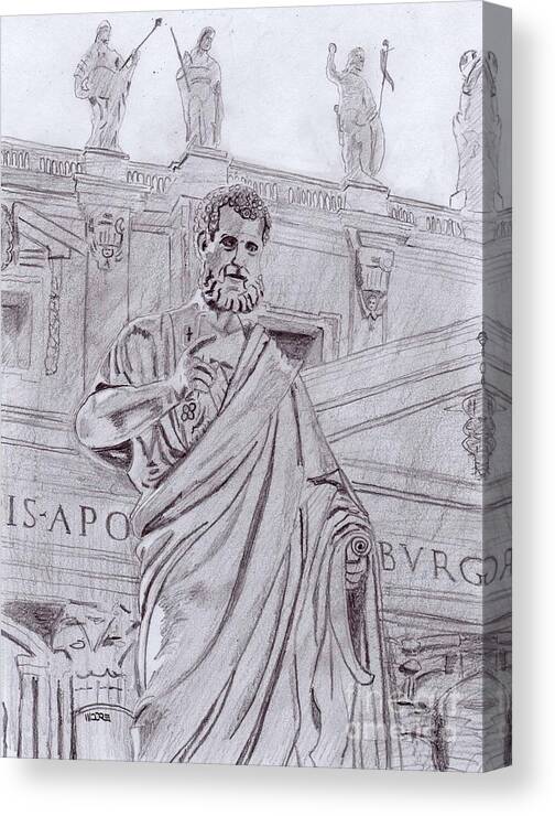 St. Peter Canvas Print featuring the drawing St. Peter by Pat Moore