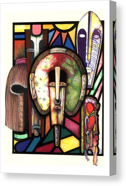 Stain Glass Canvas Print featuring the drawing Stain Glass by Anthony Burks Sr