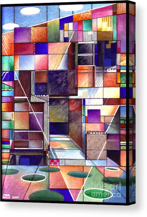 Stained Canvas Print featuring the drawing Stained Glass Factory by Jane Bucci