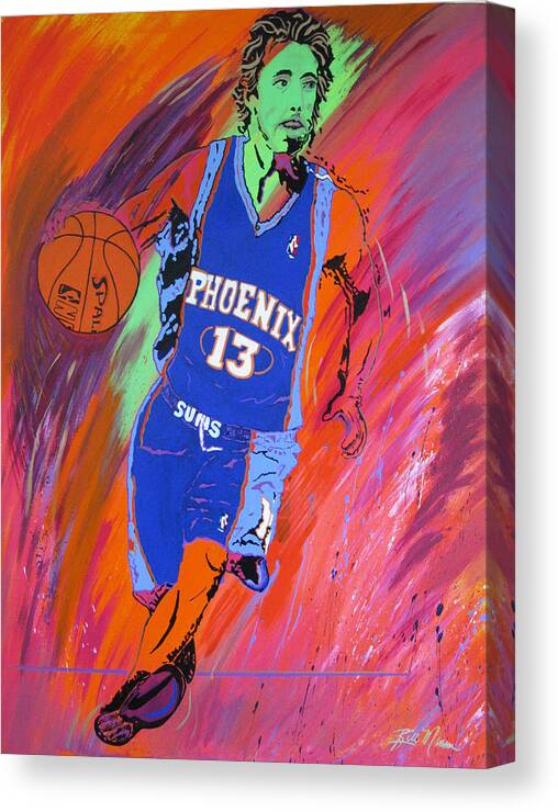 Steve Nash Paintings Canvas Print featuring the painting Steve Nash-Vision of Scoring by Bill Manson