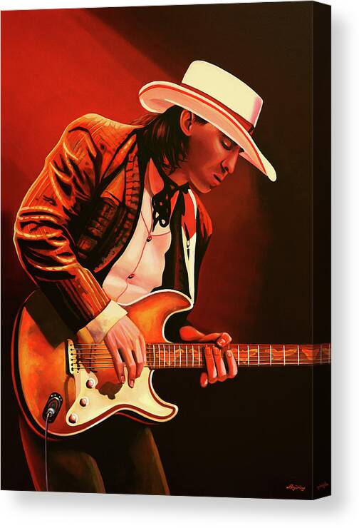 Stevie Ray Vaughan Canvas Print featuring the painting Stevie Ray Vaughan painting by Paul Meijering
