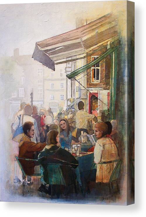 Cafe Canvas Print featuring the painting Street Cafe by Victoria Heryet