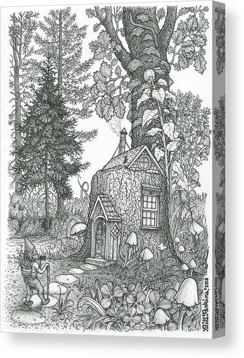Fairy House Canvas Print featuring the drawing Stumptown Lodgings by Bill Perkins