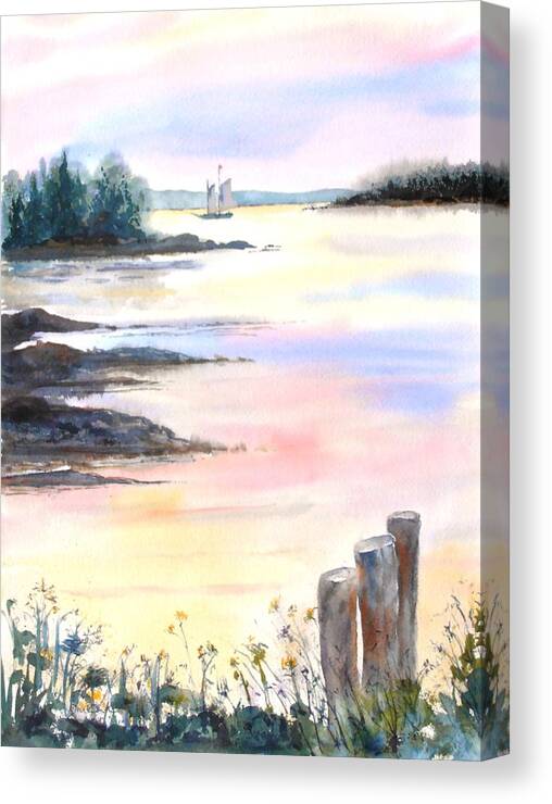 Maine Canvas Print featuring the painting Summer evening by Diane Kirk