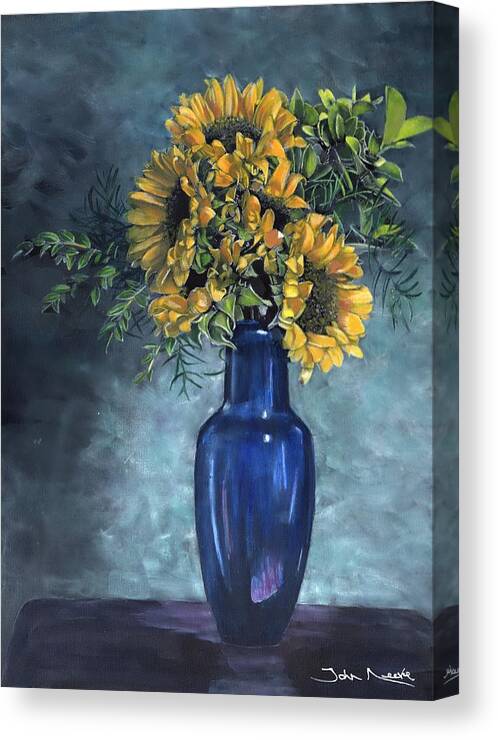 Sunflower Canvas Print featuring the painting Sunflowers by John Neeve
