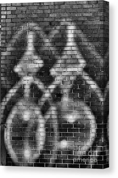 Sunlight Reflection Abstract Black White Monochrome Canvas Print featuring the photograph Sunlight on Brick 7379 by Ken DePue